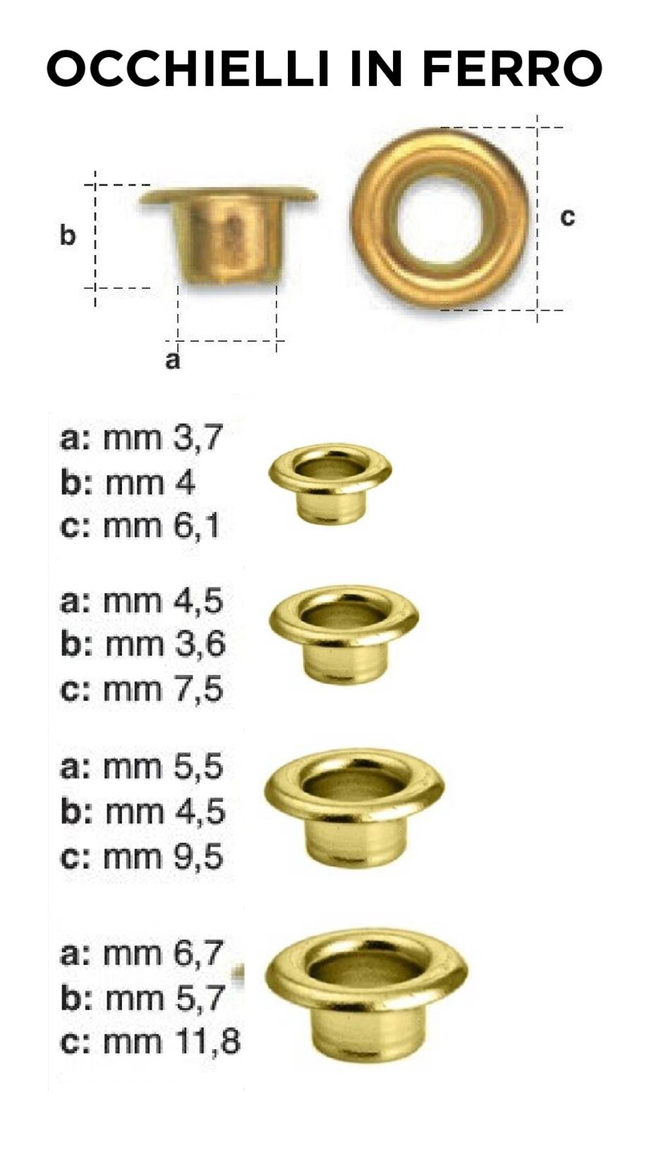 Occhielli piccoli in ferro senza vela